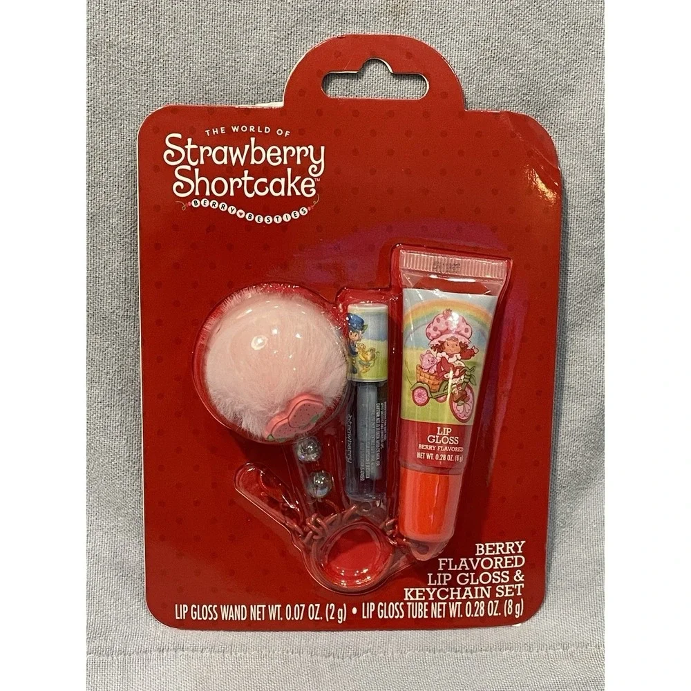 NEW Set Strawberry Shortcake Berry Besties Lip Gloss Keychain‎ Bracelet Beauty